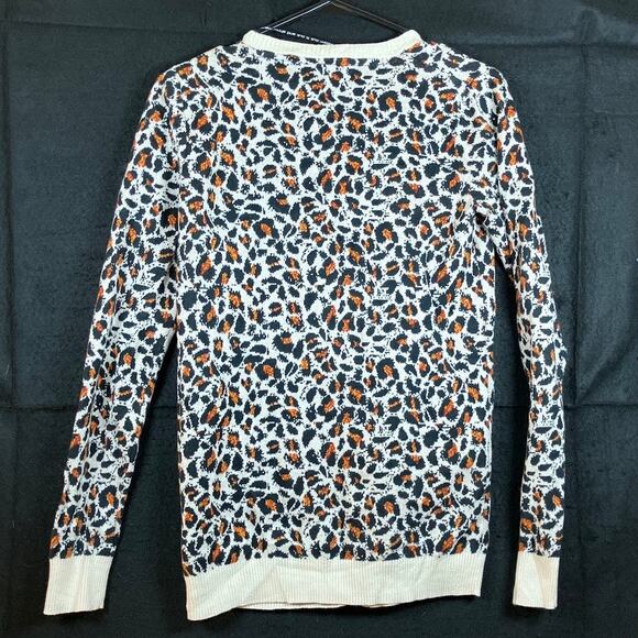 Volcom Womens Sweater Beige Leopard V Neck Button Front Cardigan Long Sleeve S - Picture 10 of 13